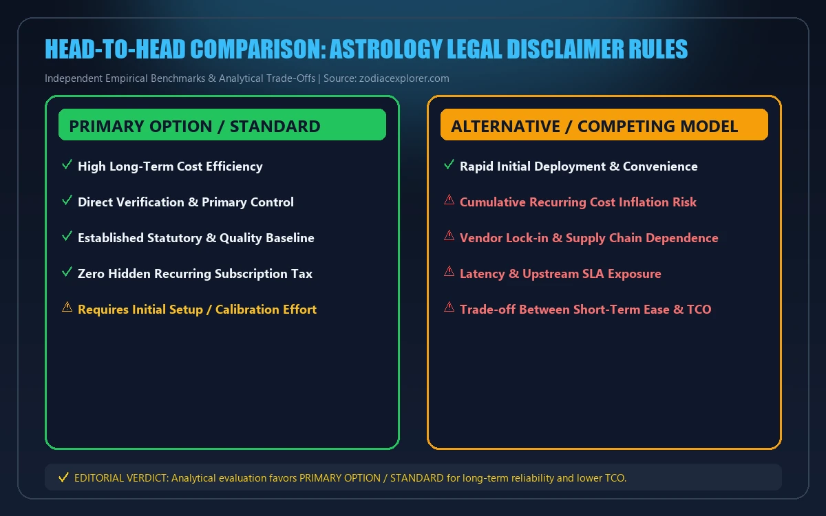 Head-to-head comparison matrix for astrology legal disclaimer rules