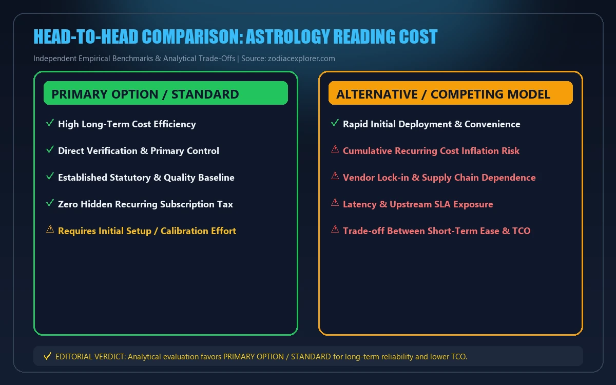 Head-to-head comparison matrix for astrology reading cost