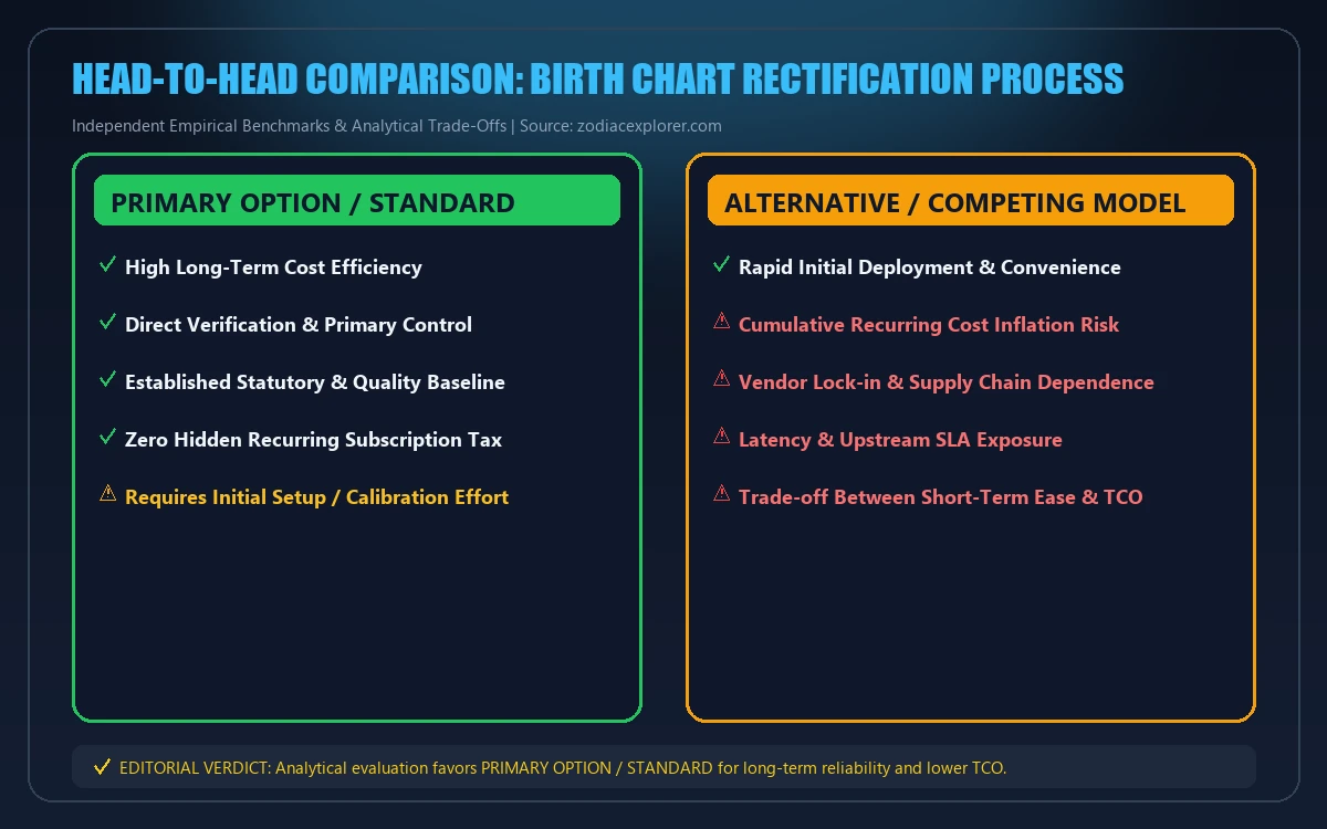 Head-to-head comparison matrix for birth chart rectification process