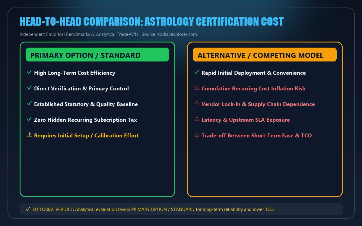 Head-to-head comparison matrix for astrology certification cost